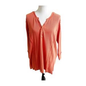 Soft Surroundings Thermal Dolman Sleeve Orange Size 3X NWT V-Neck 3/4 Sleeve